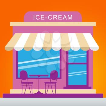 Frozen Ice Cream Store Shows Dessert Shop 3d Illustration