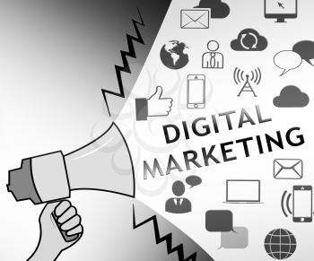 Digital Marketing Icons Representing Market Promotions 3d Illustration
