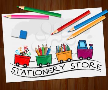 Stationery Store Train Shows Office Supplies Shops 3d Illustration