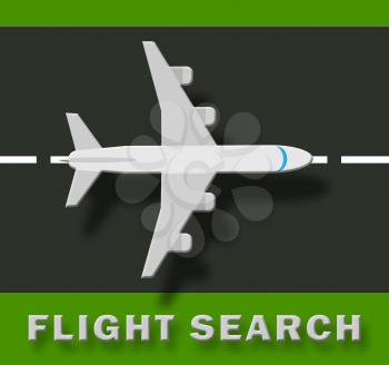 Flight Search Plane Indicates Flights Finding 3d Illustration 
