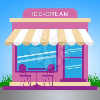 Frozen Ice Cream Store Meaning Dessert Shop 3d Illustration