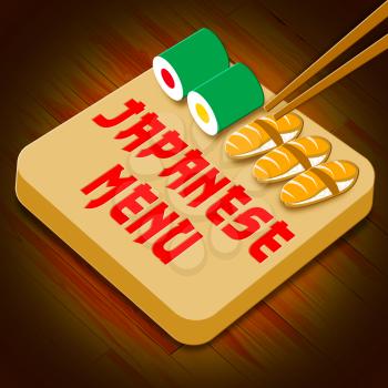 Japanese Menu Sushi Meaning Japan Cuisine 3d Illustration