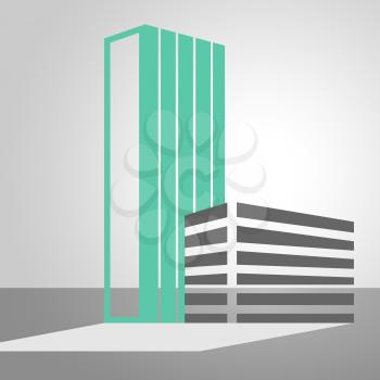 Office Buildings Icon Means City 3d illustration