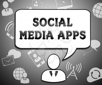 Social Media Apps Icons Means Online Software 3d Illustration