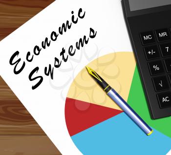 Economic Systems Graph Shows Financial Network 3d Illustration
