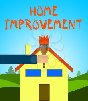Home Improvement Paintbrush Means House Renovation 3d Illustration