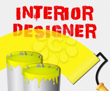 Interior Designer Displays Home Design 3d Illustration