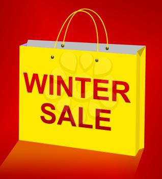 Winter Sale Bag Displays Save Offers 3d Illustration