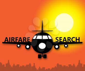 Airfare Search Plane Showing Flight Searching 3d Illustration
