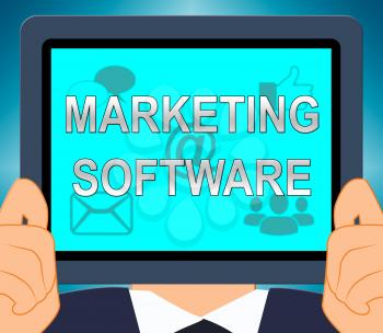Marketing Software Tablet Showing Promo Apps 3d Illustration