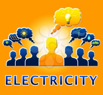 Electricity Light Bulb Means Power Source And Circuit 3d Illustration