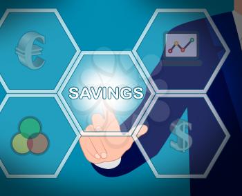 Savings Icons Displays Cash And Wealthy 3d Illustration