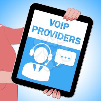 Voip Providers Tablet Shows Internet Voice 3d Illustration