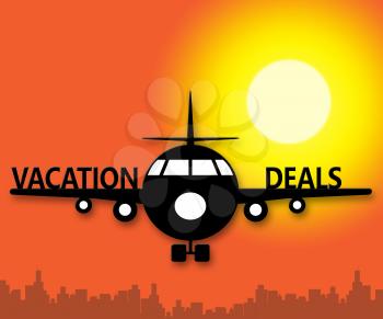 Vacation Deals Plane Means Bargain Promotional 3d Illustration
