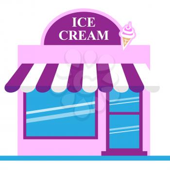 Frozen Ice Cream Store Means Dessert Shop 3d Illustration