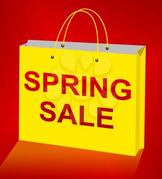 Spring Sale Bag Displays Bargain Offers 3d Illustration