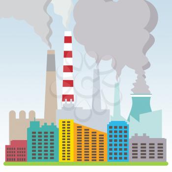Polluted Factory Shows Refinery Smog Pollution 3d Illustration