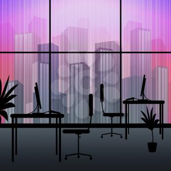 Office Interior Window Shows Building Cityscape 3d Illustration