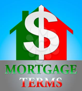 Mortgage Terms Dollar Icon Representing Housing Loan 3d Illustration