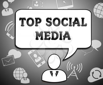 Top Social Media Icons Means Best Network 3d Illustration