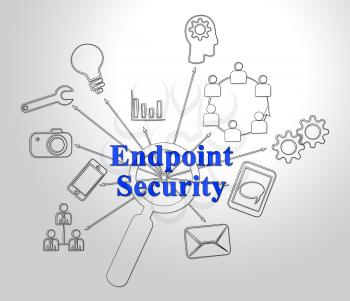 Endpoint Security Safe System Shows Safeguard Against Virtual Internet Threat - 2d Illustration