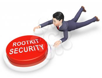 Rootkit Security Data Hacking Protection 3d Rendering Shows Software Protection Against Internet Malware Hackers