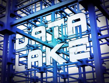 Data Lake Digital Datacenter Cloud 3d Rendering Shows Mainframe Supercomputer Storage Of Bigdata Complex Information