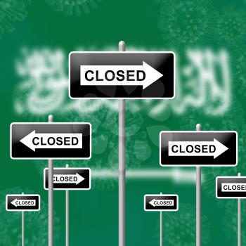 Saudi Arabia lockdown sign in solitary confinement or stay home. Arabian lock down from covid-19 pandemic - 3d Illustration