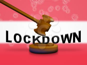 Austria lockdown in solitary confinement or stay home. Austrian lock down from covid-19 pandemic - 3d Illustration