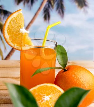Fresh Orange Juice Representing Tropical Fruit And Thirsty