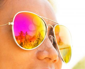 Sunglasses Woman Showing Fashion In Summer