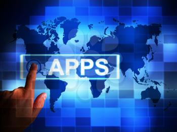 Apps store concept or software application icon means mobile or internet development. Programs on a computer or smartphone - 3d illustration