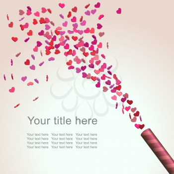 Abstract Bright Valentine's Day Background with colorful heart confetti, vector illustration