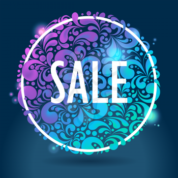 Abstract round shiny glowing sale background, vector illustration