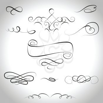 Calligraphic design elements and page decorations for design,vector illustration