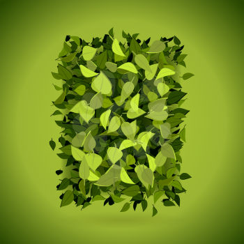 Abstract bright green leaves background in rectangular form, vector illustration