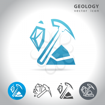 Geology icon set, collection of mineral icons, vector illustration