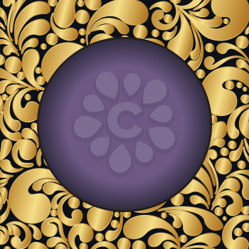 Circle golden decoration made of swirls shapes, vector illustration