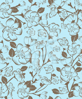 Spring floral pattern, hand drawn vector flowers