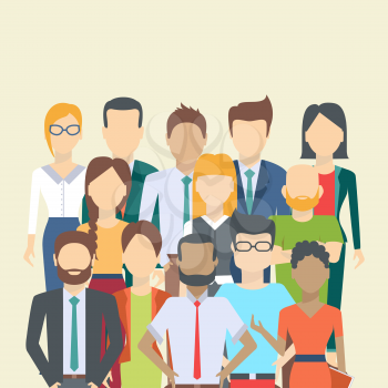 Set of business people, collection of diverse characters in flat cartoon style, vector illustration