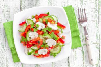 vegetable salad with mushrooms 