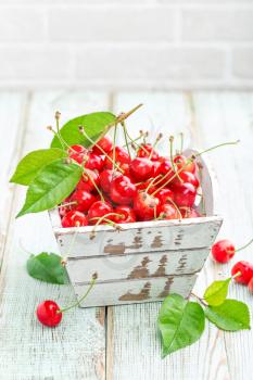 Sweet cherry on white background closeup