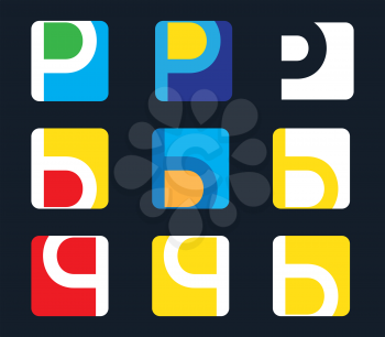 P,B and Q Icon Set Design. AI 8 supported.