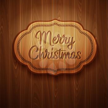 Merry Christmas frame on wooden background. Vector illustration EPS 10