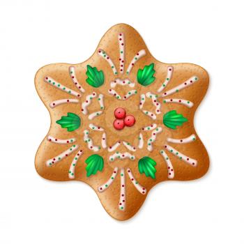 Ornate realistic vector traditional Christmas gingerbread Star. Vector illustration EPS10