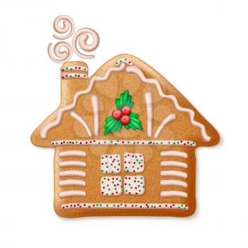Ornate realistic vector traditional Christmas gingerbread house. Vector illustration EPS10