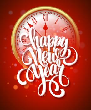 Happy New Year background with clock