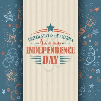 Retro typography card Independence Day. Vector illustration EPS 10