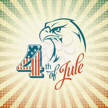 Independence Day holiday card with typography and an eagle. Vector illustration EPS 10