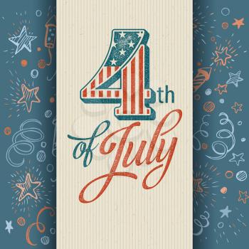 Retro typography card Independence Day. Vector illustration EPS 10